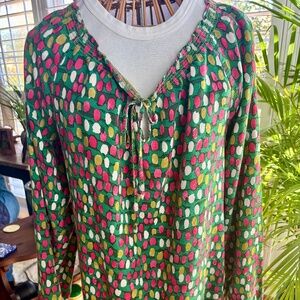 Boden green and pink top